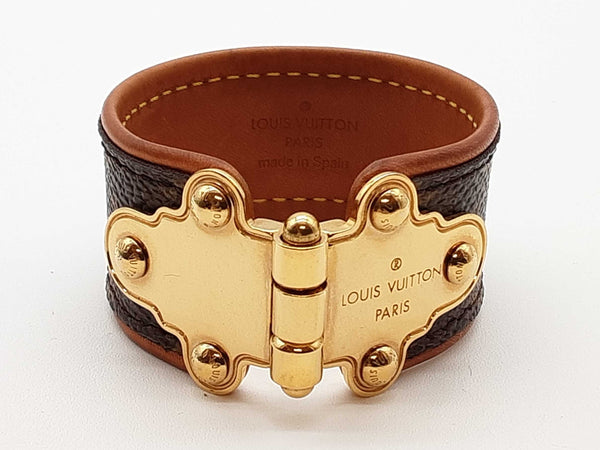Louis Vuitton Save It Brown Monogram Leather Cuff Bracelet 6 In Do1025crde