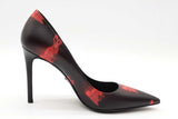 Prada Black & Red Printed Leather Pumps Size 37.5 Eb0624lxzde