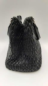 Miu Miu Black Pleated Leather Crystal Chain Shoulder Bag Fw1024oxzdu