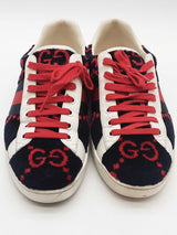 Gucci Ace Navy Blue Terry Cloth & Red Gg Sneakers Size 13f Eb1225oxzde