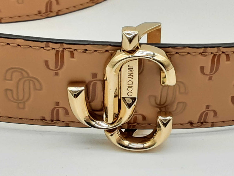 Jimmy Choo Felisa Monogram Caramel Brown Leather Belt Size 80 Cm Do1124rxde