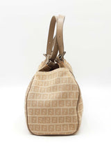Fendi Zucchino Shoulder Bag In Beige Ff Logo Canvas Fw0726oordu