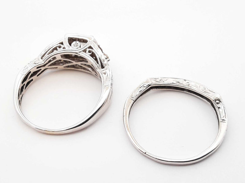 1.18 Cttw Diamond & 14k White Gold Bridal Set 5 Grams Size 8 Fw0925rrxdu