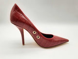 Burberry Aubri 100 Red Crocodile Embossed Leather Heels Size 40 Do0624lxzde