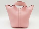 Hermes Picotin 18 Rose Sakura Pink Clemence Palladium Tote Bag Do1225oexzde
