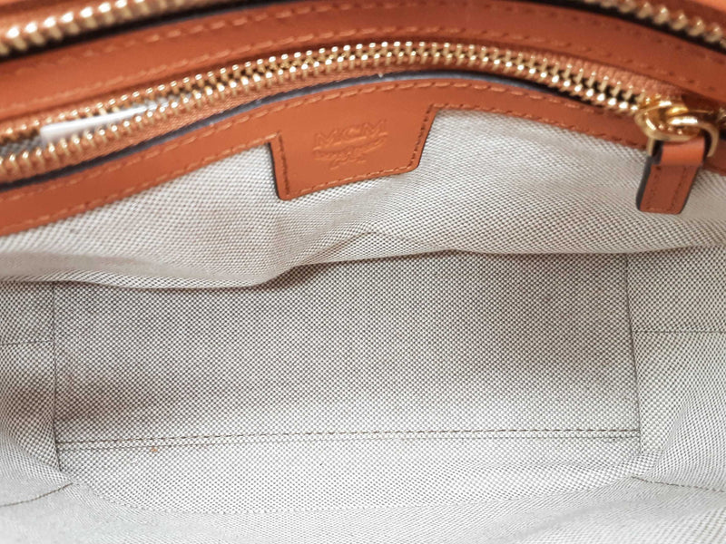 Mcm Mini Aren Top-zip Shopper Cognac Visetos Sd1125ozxde