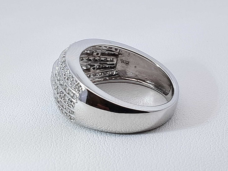 1.10 Cttw Diamond & 14k White Gold Five-row Ring 6.2 Grams Size 6.5 Fw0925pordu