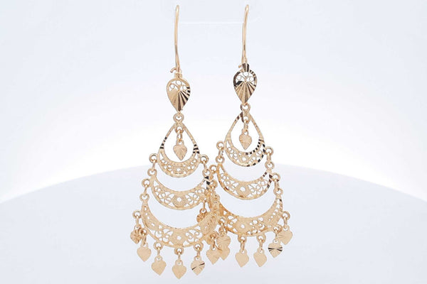 14k Yellow Gold Filigree Dangle Earrings 6.9 Grams Eb1024lcxsa