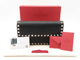 Valentino Garavani Rockstud Flap Wallet With Chain In Black Leather Fw0925pzxdu