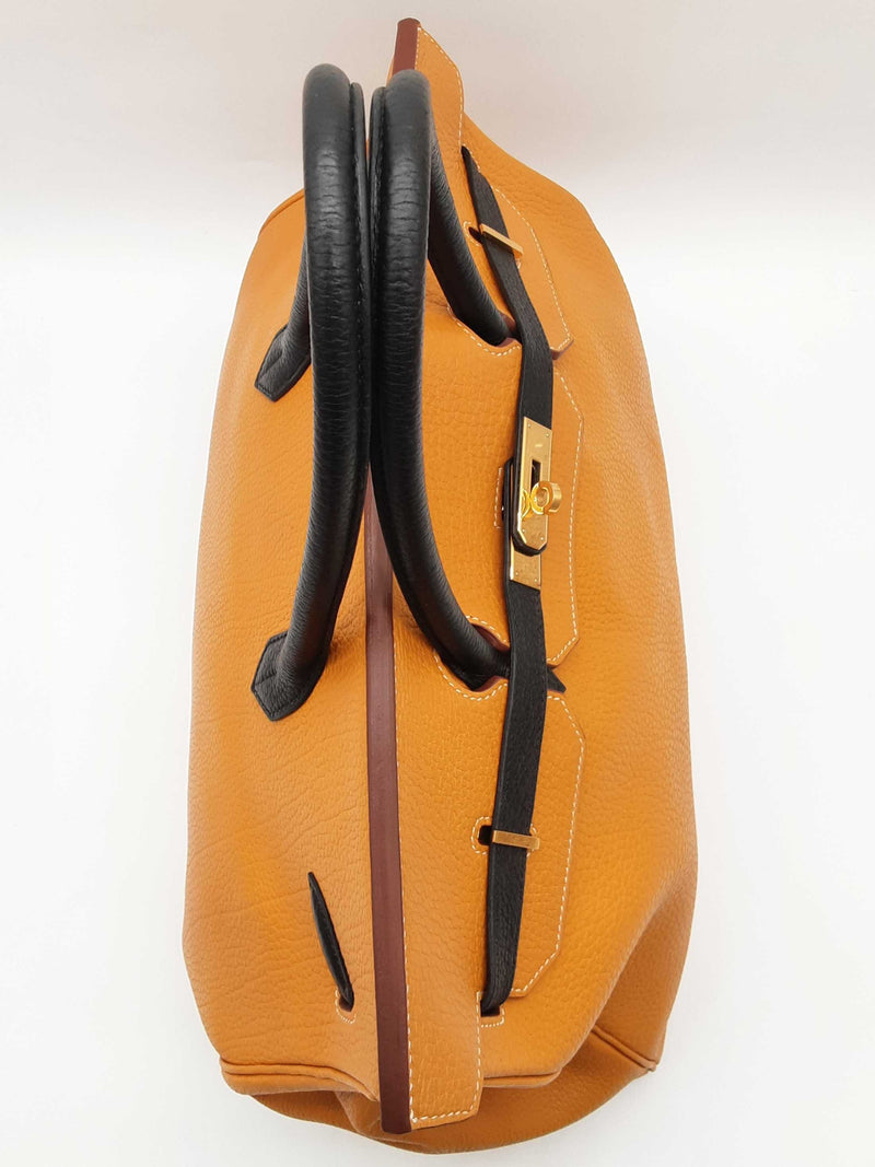 【HERMES】vintage pierce Hermes Birkin 40 Gold Noir Black Clemence Gold Hardware