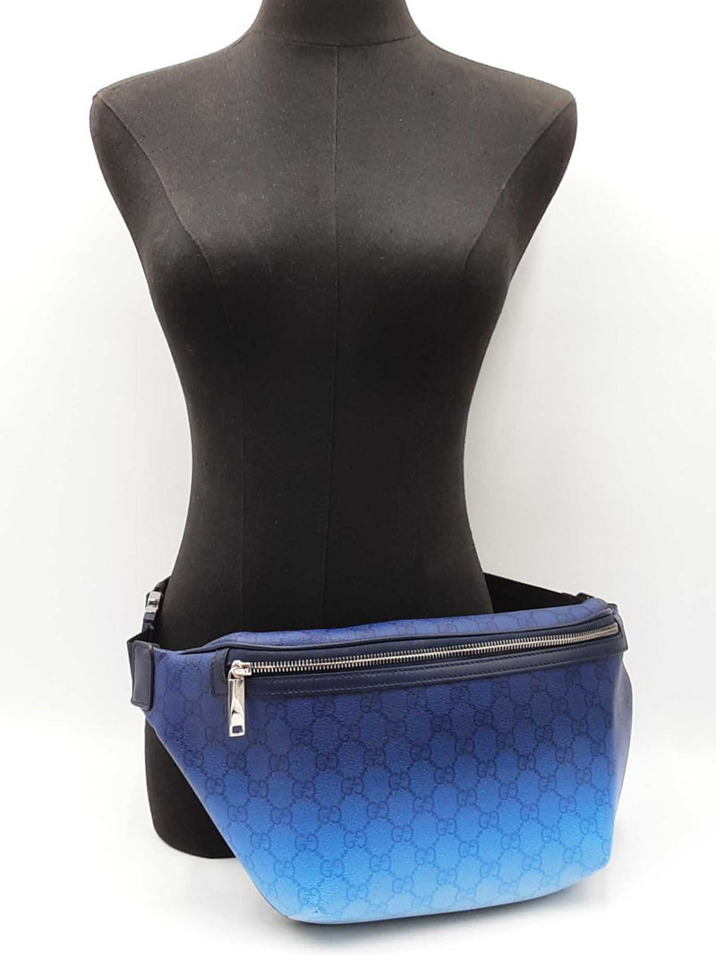 Gucci Chroma Large Belt Bag In Blue Gg Monogram Coated Canvas Fw1025szxdu