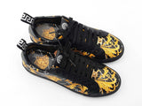 Versace Sneakers In Black & Yellow Barocco Print Leather Size 9 Fw0926lprdu