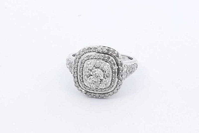 1.48ctw Diamond Ring In 10k White Gold 4.4 Grams Size 7 Eb1025oprdu