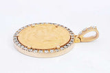 24k Gold Coin Pendant 10k Yellow Gold & Diamond Setting 45.8 Grams Eb0924olxzsa