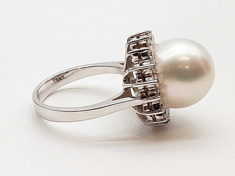 White Pearl Diamonds 18k White Gold 9.5g Ring Size 6.5 Do0525prxde