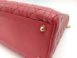 Christian Dior Lambskin Cannage Large Lady Dior Red Handbag Aa0926srzsa
