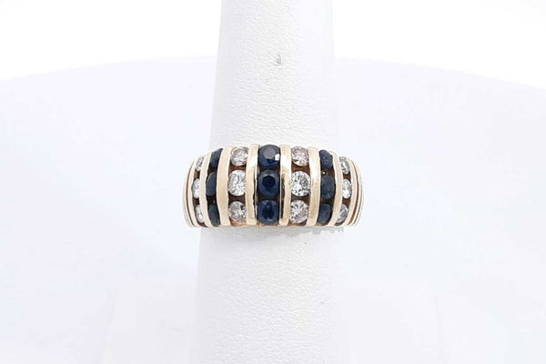 Diamond & Blue Gemstone Ring In 14k Yellow Gold 9.7 Grams Size 6.5 Eb0924pxzsa