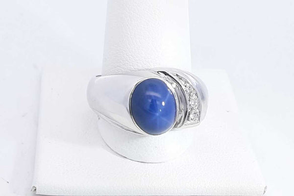 14k White Gold Blue Stone Ring 10.35 Grams Size 11. 5 Eb0324opxsa