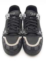 Louis Vuitton Trainer Damier Denim & Black Leather Sneakers Size 9 Eb0226wxzsa