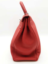 Hermes Kelly 40 Vermillion Red Clemence Palladium Shoulder Bag Do0523erxzde