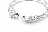Gucci Anger Forrest Wolf Head Hinged Cuff Sterling Bracelet 73.3g Eb0526orxsa