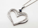 Vera Wang Love Kindered Heart Sapphire Diamonds 14k Wg Necklace 19 In Do626orxde