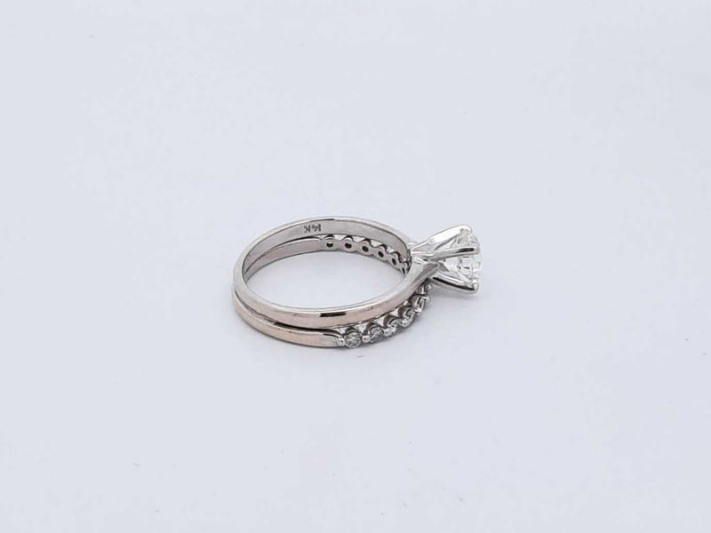 1.01 Cttw Diamond & 10k White Gold Engagement Set 3.5 Grams Size 6.5 Fw0824erxdu