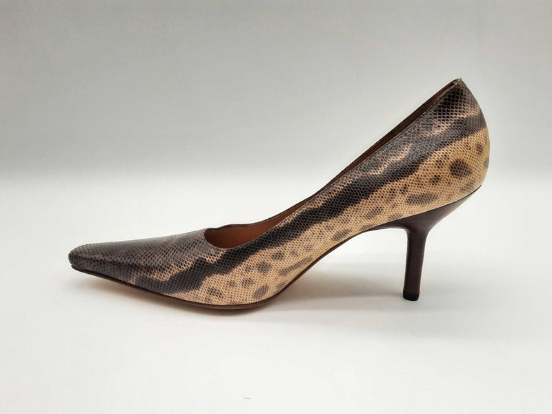 Gucci Brown Snake Skin Leather Heels Size 8.5 Do0424lxzde