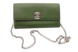 Tiffany & Co. Green Leather Turnlock Wallet With Chain Eb0626lrxde