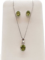 Peridot 0.925 Sterling Silver 4.5g Necklace Stud Earrings Ensemble Do0925lide