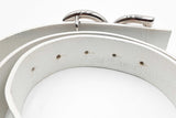 Dolce & Gabbana White Leather Belt With Silver Tone Buckle Eb1024pxdu