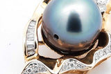 18k Yellow Gold Diamond & Faux Tahitian Pearl Pendant 11.1 Grams Eb1225ixzsa