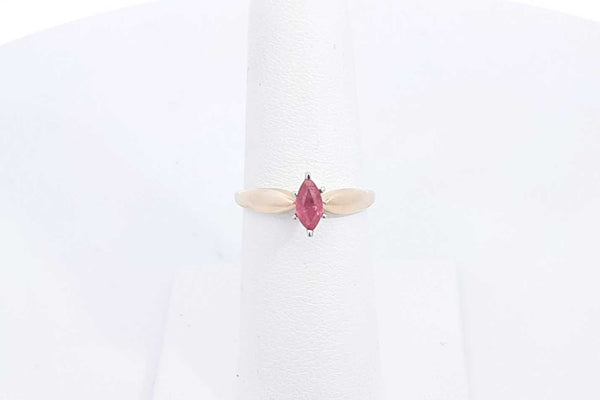 14k Yellow Gold Marquis Red Stone Ring Size 6, 2.4 Grams Eb0424rxsa