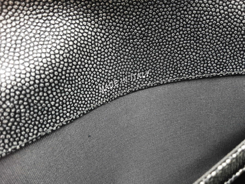 Chanel Gusset Dark Gray Metallic Quilted Caviar Leather Flap Wallet Do0425erxde