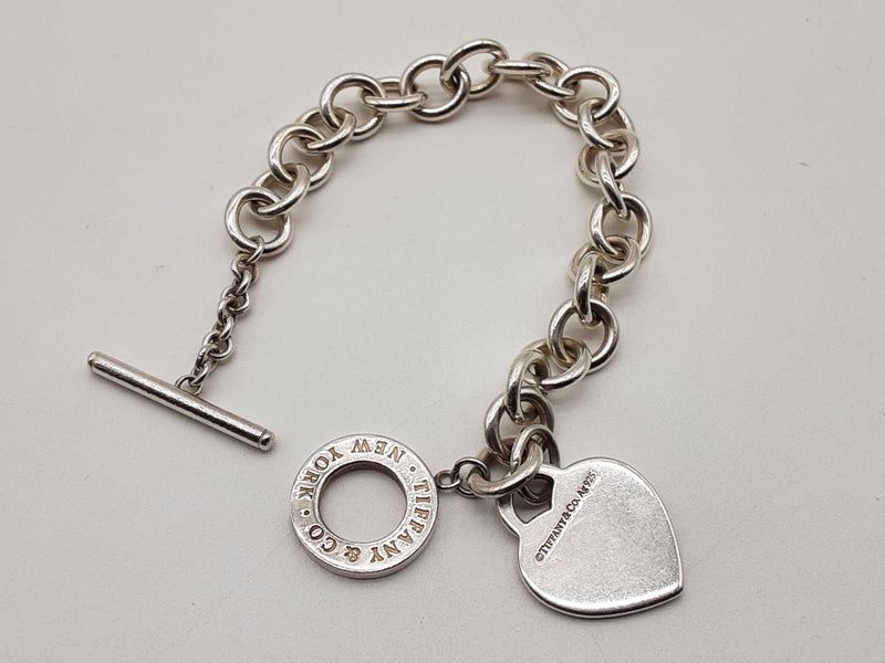 Tiffany & Co. Return To Tiffany Heart Tag 0.925 Silver 32.8g Bracelet 6.5 In Do0325lrxde