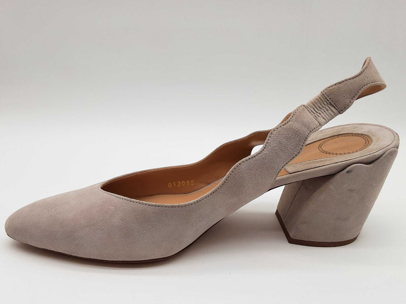 Chloe Laurena Slingback Elephant Grey Suede Heels Size Eu 40 Do0125cxde