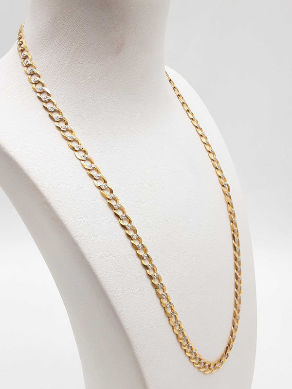 14k Two-tone Gold 15.7g Solid Diamond Cut Curb Chain 20 In Do0225crxde