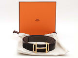 Hermes Reversible Black & Gray Belt / Buckle Size 42-44 Aa0726wrzsa