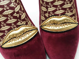 Christian Louboutin Hot Chick Kiss Burgundy Velvet Pumps Size 38 Eb0526oxzsa