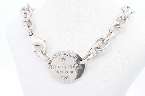 Tiffany & Co. 925 Please Return To Tiffany Oval Tag Neckalce 47.3g Eb1224oxzsa