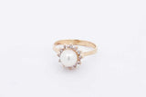 Pearl & Diamond Ring In 14k Yellow Gold 2.2 Grams Size 5 Eb1124cxsa