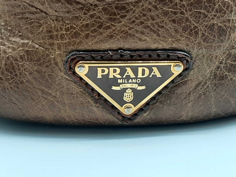 Prada Montone Visone Brown Leather Shearling Croc Mink Trim Tote Bag Do0924oixde