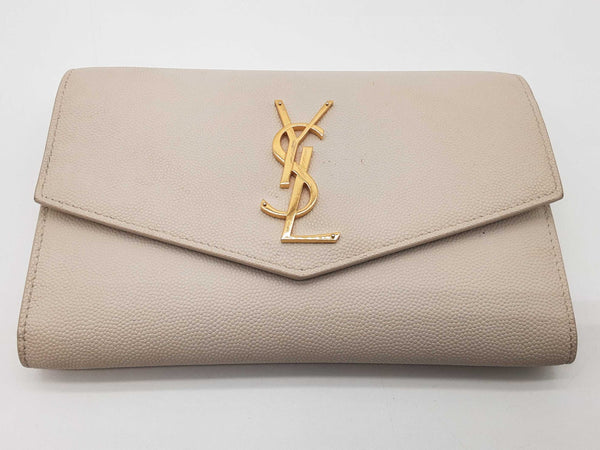 Yves Saint Laurent Ysl Uptown Beige Grain De Poudre Wallet On Chain Do1025wxzde