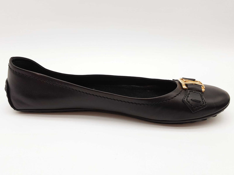 Louis Vuitton Black Leather Flats Size Eu 39 Do0925oxzde