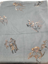 Hermes Jocky Equestrian Race Embroidered Slate Gray Blue Blanket Do0326wcrde