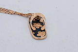 14k Yellow Gold Plumeria Flower Flip Flop Pendant Necklace 7.9g 23 In Eb826wixsa