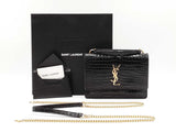 Yves Saint Laurent Sunset Wallet With Chain In Croc-embossed Leather Fw0326cxzdu