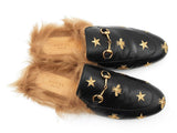 Gucci Princetown Embroidered Slippers In Black Leather Size Eu 41 Fw1225lrxdu
