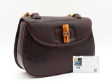 Gucci Bamboo 1947 Top Handle Bag In Dark Brown Lizard Skin Leather Fw0526prxdu