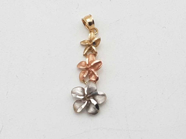 14k Tricolor Gold 1.5 Grams Flower Pendant Aa0825rzsa